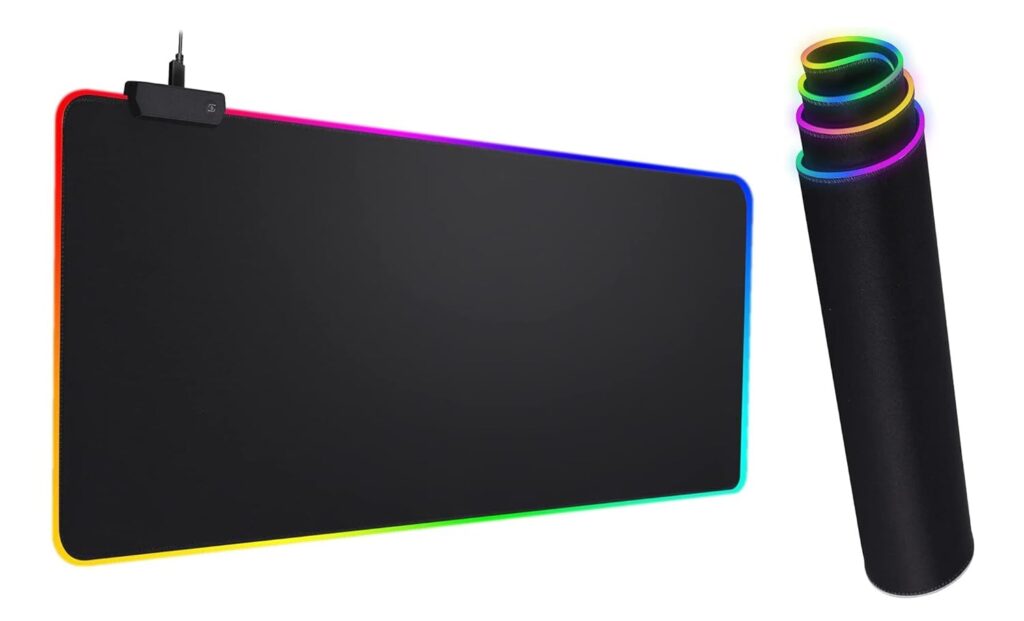 MOSHTU Anti-Slip RGB Gaming Mouse Pad 80x30CM – Large Extended LED Keyboard Pad with 14 Lighting Modes, Waterproof Rubber Base Desk Mat for Gamers & Office Use, Smooth Surface for Precise Control