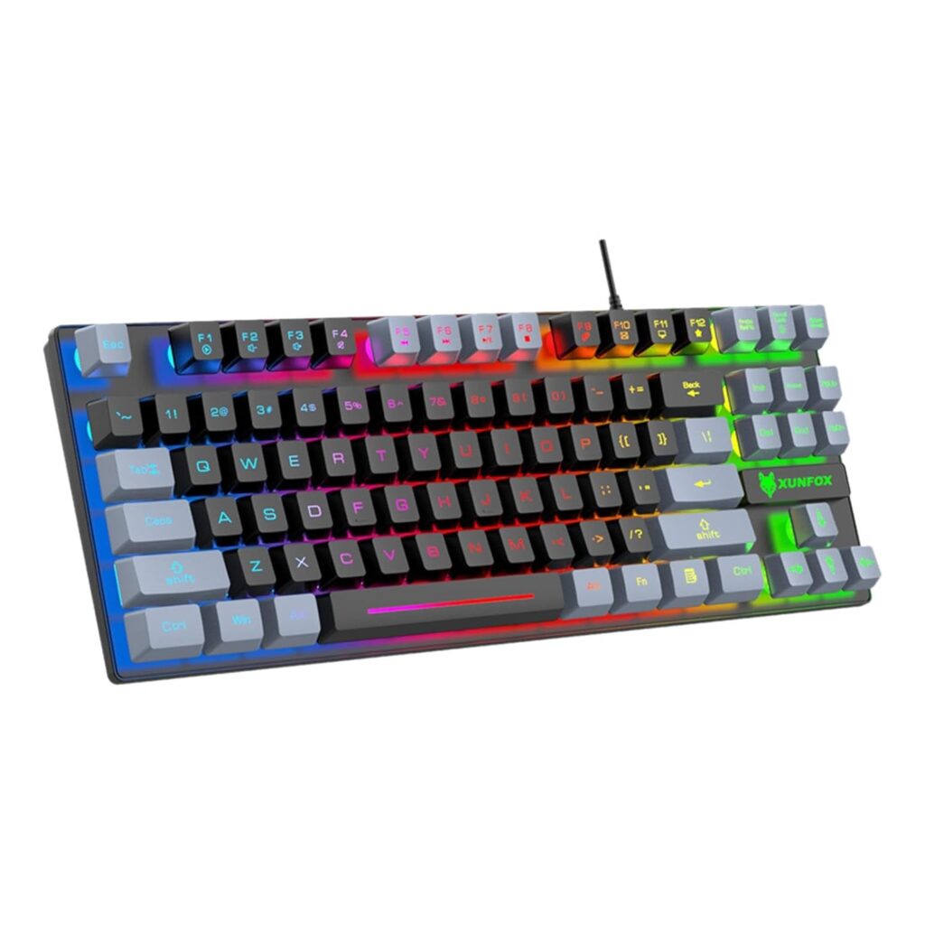 ELBME® Gaming Keyboard Ergonomic Colorful Led Backlit Office Keyboard Compatible with Laptop Pc
