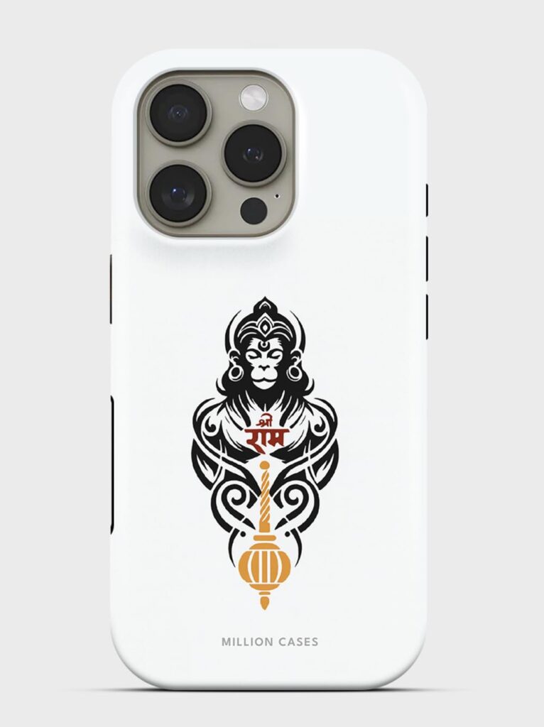 MILLION CASES Back Cover Case for iPhone 15 Plus Scratch Resistant Anti-Slip Polycarbonate Shockproof Protective Durable Jai Bajrang Crystal Case for Men & Boys