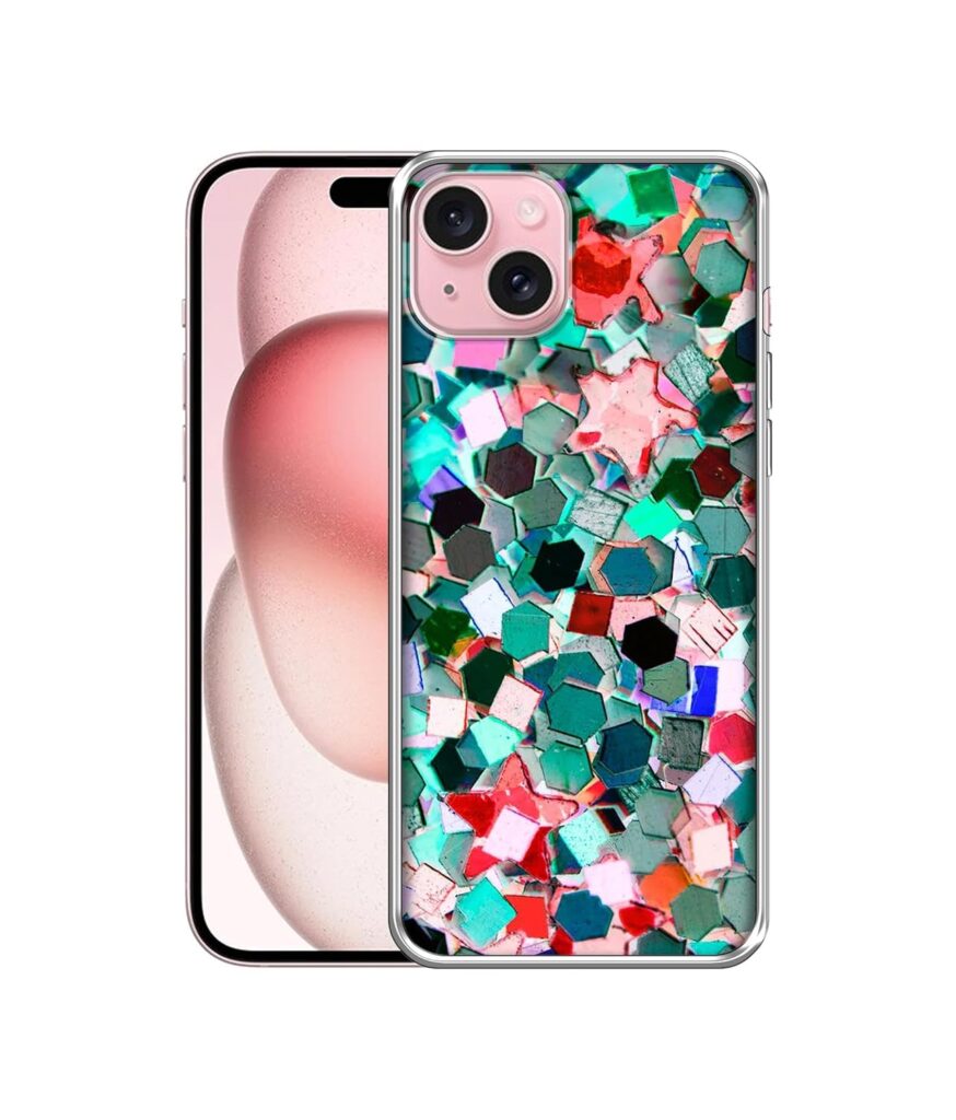 Amazon Brand- Solimo Basic Case for Apple iPhone 15 Plus (Silicone_Multicolor Stone)