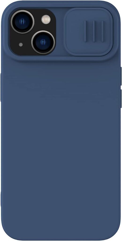Nillkin Case for Apple iPhone 14 / iPhone 13 (6.1" Inch) CamShield Silky Soft Liquid Silicon + PC Finish Camera Slider Inner Microfiber Blue Color