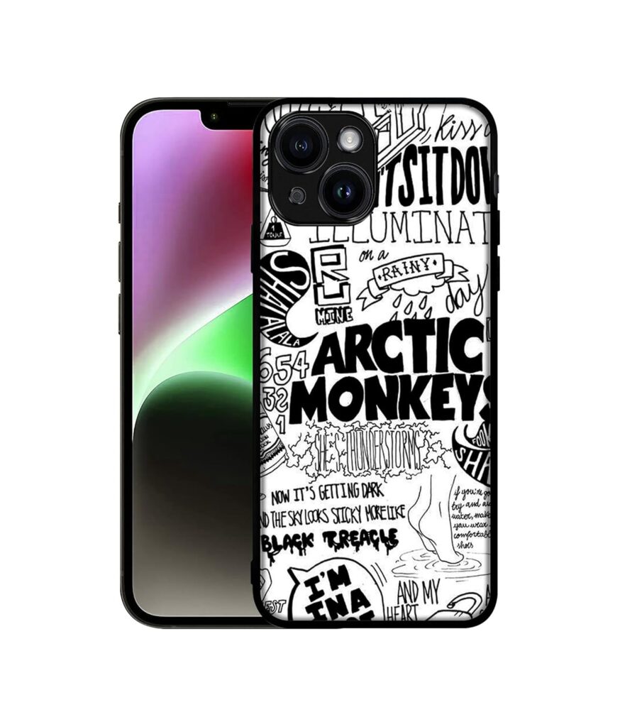 Casotec Arctic Monkeys Pattern Design Premium 2D Printed Metal Back Case Cover for Apple iPhone 14 Plus