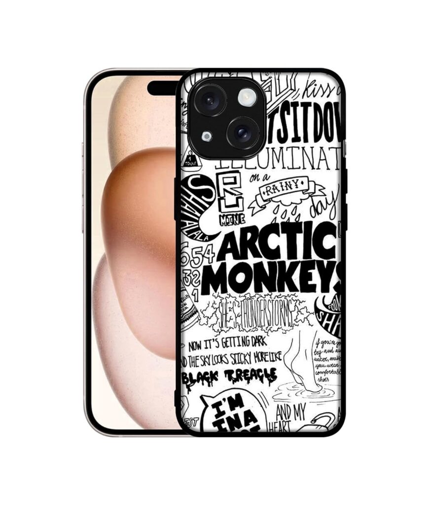 Casotec Arctic Monkeys Pattern Design Premium 2D Printed Metal Back Case Cover for Apple iPhone 15 Plus