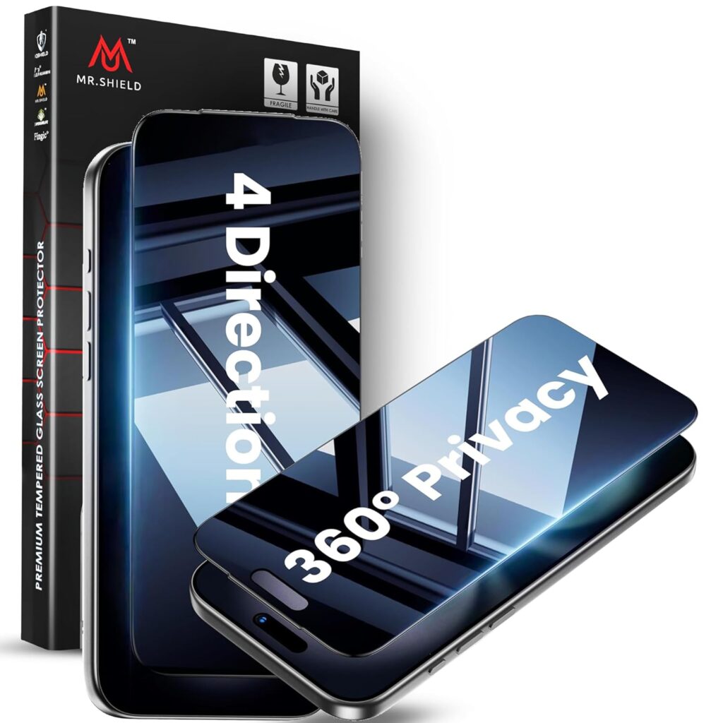 Mr.Shield Top-Notch True Privacy Tempered Glass Screen Protector Guard Compatible For iPhone 14 Pro Max, 9H Hardness, Easy Installation Kit, 4-Way 360°, Anti-Spy - 1 Pack