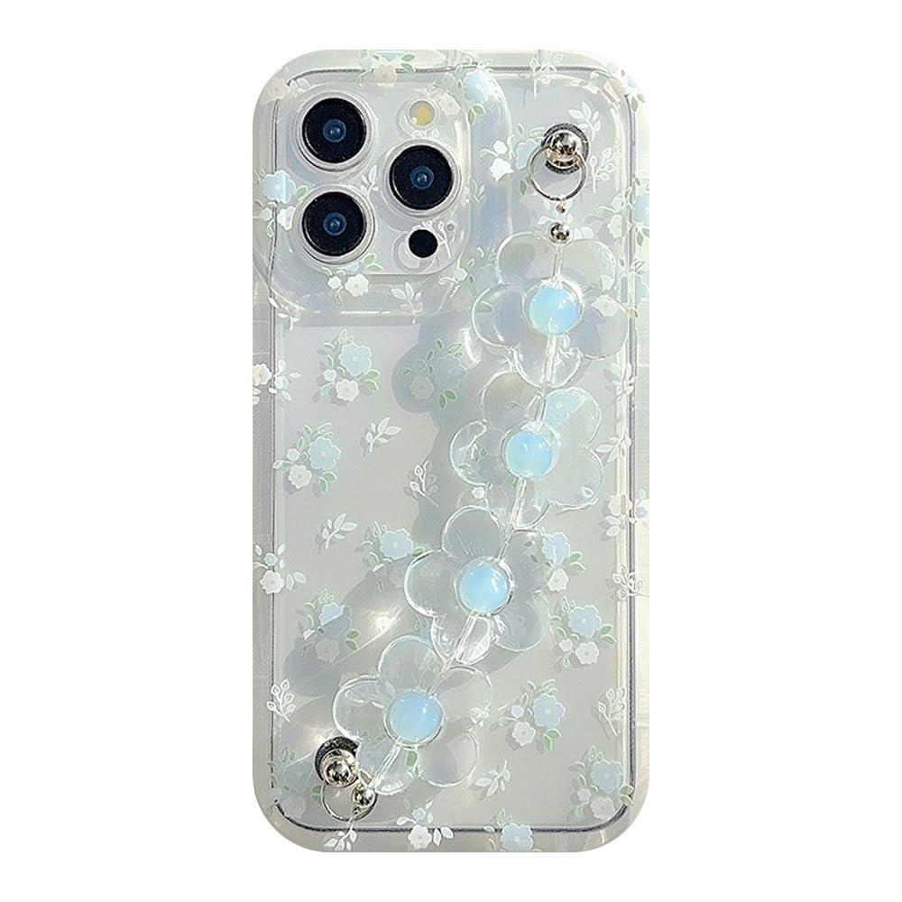 Plus Fancy Cute Design | Scratch Resistance | Anti Slip Protective Back Cover for Apple iPhone 15 - Pearl Petals with Charm