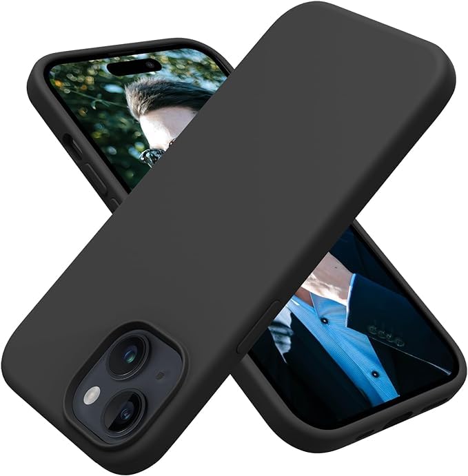 MIDOS Back Cover Compatible with iPhone 15 Plus Case Liquid Silicone Full Protection Shock Proof Back Cover for iPhone 15 Plus (Black)