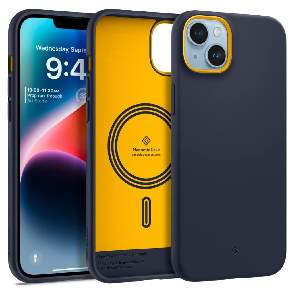 CASEOLOGY by Spigen Nano Pop Mag Back Cover Case Compatible for iPhone 14 Plus (TPU and Polycarbonate|Blueberry Navy)