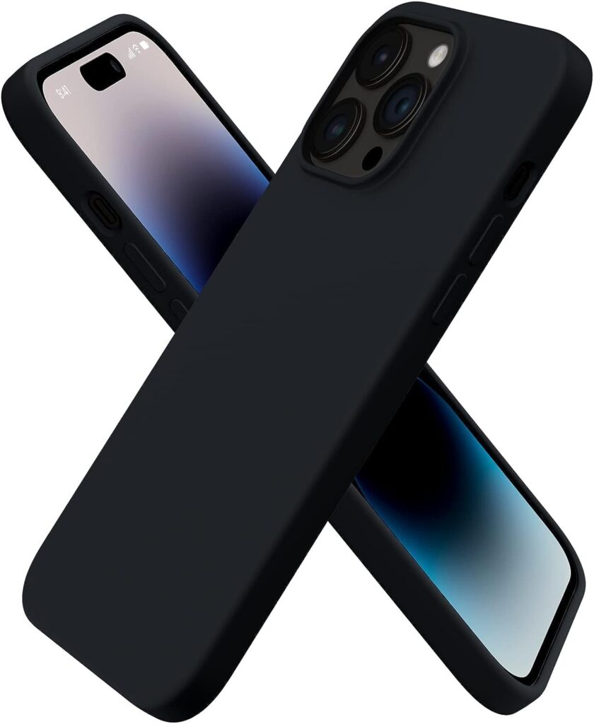 NAFS® Compatible with iPhone 15 Pro Max, Slim Liquid Silicone 3 Layers Full Phone Covered Soft Gel Rubber Case Protective Phone Cover (Black)