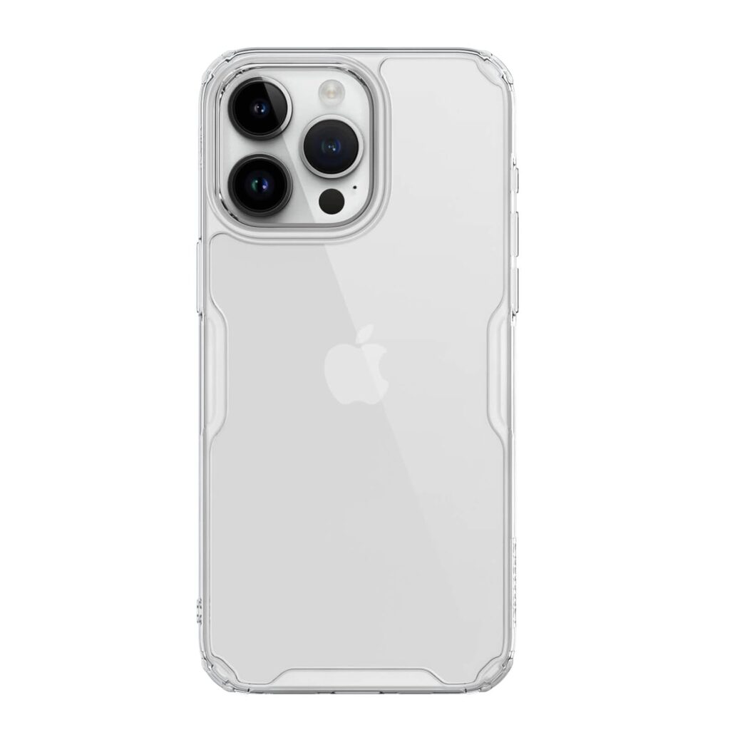 Nillkin Case for Apple iPhone 15 Pro Max (6.7" Inch) Nature TPU Pro Border + PC Back & Impact Resist Edges Soft Flexible Translucent White Color