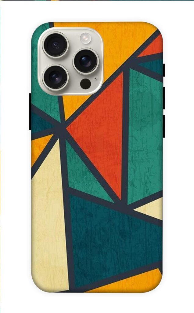 NDCOM for iPhone 14 Pro Max Case | Premium i Phone 14 Pro Max Cover | Sleek and Stylish iPhone 14 Pro Max Covers for Men and Women |Multicolor Triangles Printed Hard Case