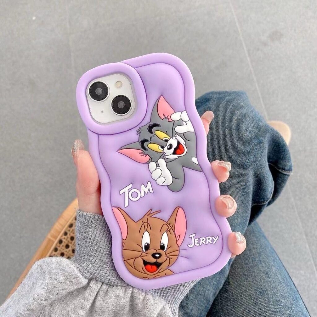 MIDOS Back Cover Compatible with iPhone 14 Plus Soft Silicone 3D Cute Cartoon Full Protective Case for iPhone 14 Plus (Purple)