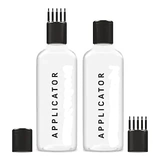 Hair Root Applicator Bottle with Comb Cap for Applying Hair Oil & Shampoo(Capacity 120 ml) (Oval Transparent PET containers) (Pack of 2)