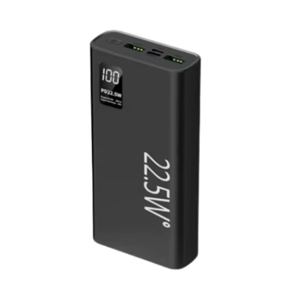 PremiumAV 20000mAh 22.5W Power Bank – Super Fast Charging with PD & Quick Charge, LED Display, Type-C Input/Output, Dual USB Ports – Ultra Compact Portable Charger for Smartphones & Devices (Black)