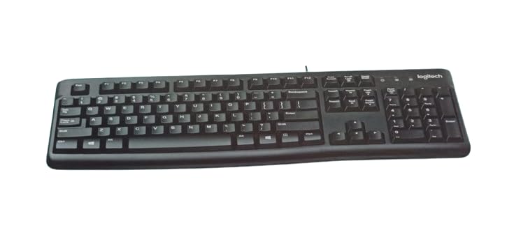 K-120 Wired Keyboard for Windows, USB Plug-and-Play, Full-Size, Spill-Resistant, Curved Space Bar, Compatible with PC, Laptop