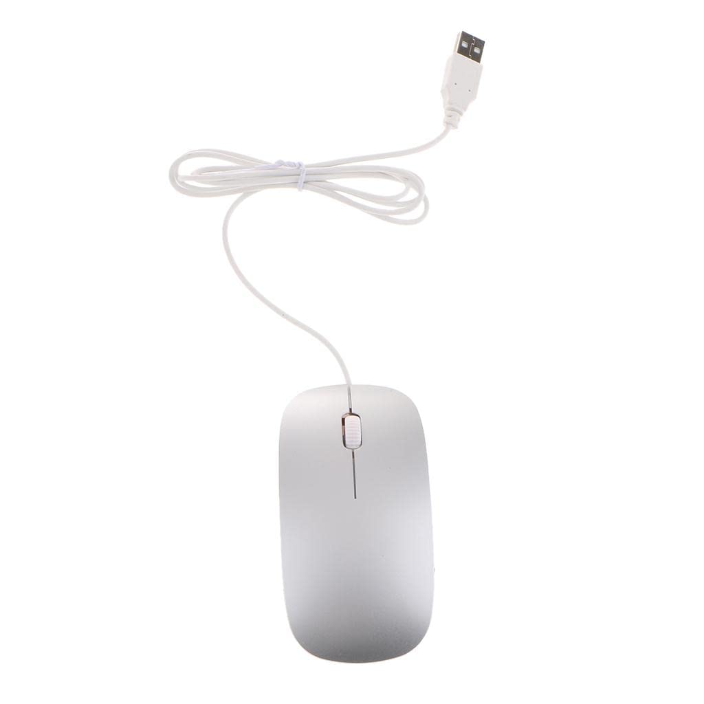 Ultra Thin Slim USB Optical Wired Mouse for Pc Laptop Windows MacBook-Silver