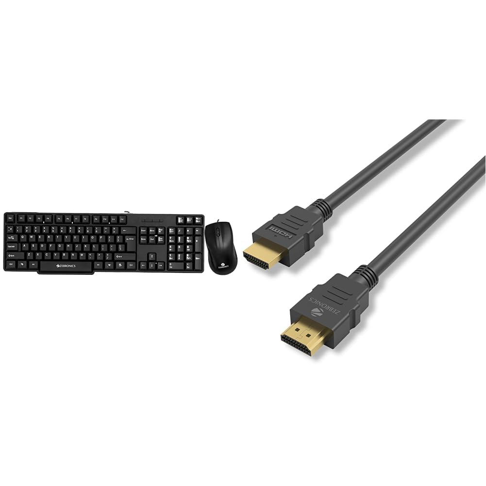 Zebronics Wired Keyboard and Mouse Combo with 104 Keys and a USB Mouse with 1200 DPI -JUDWAA 750