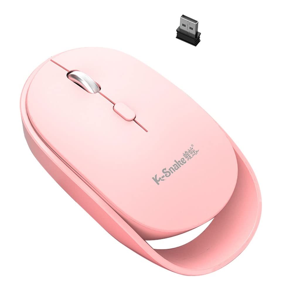 Tobo BM800 2.4GHz Wireless Bluetooth Mouse USB Computer Mouse Silent Ergonomic Mouse for PC Laptop Computer Tablets. (Pink)