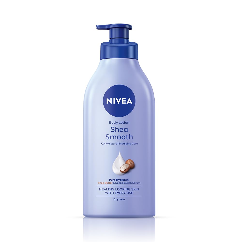 NIVEA Shea Smooth 600ml Body Lotion with Hyaluronic Acid & Deep Moisture Care | 72Hr Hydration | With Shea Butter | Non Greasy Formula for Smooth, Supple & Healthy Looking Skin | For Dry Skin
