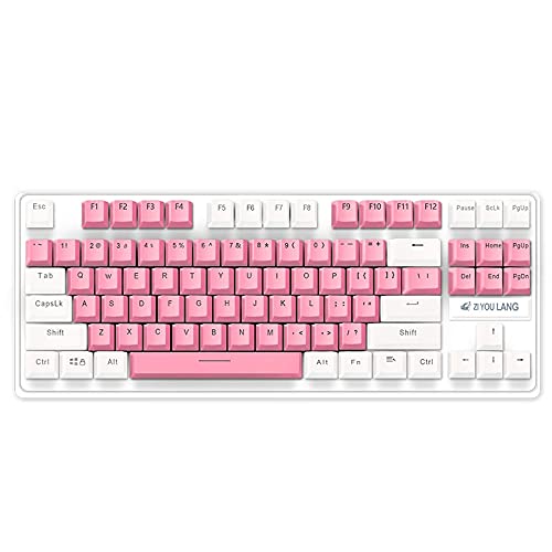 Tobo A300 Mechanical Gaming Keyboard Mix Backlit 4 Types Switch Gamer Keyboard Double Color Injection Keycaps Ergonomic (Pink and White) - TD-617KM