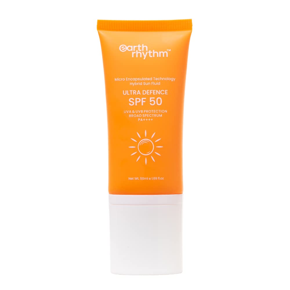 Earth Rhythm Ultra Defence Hybrid Sunscreen SPF 50 – UVA/UVB Defence, Water-Resistant, Matte, Oxybenzone-Free