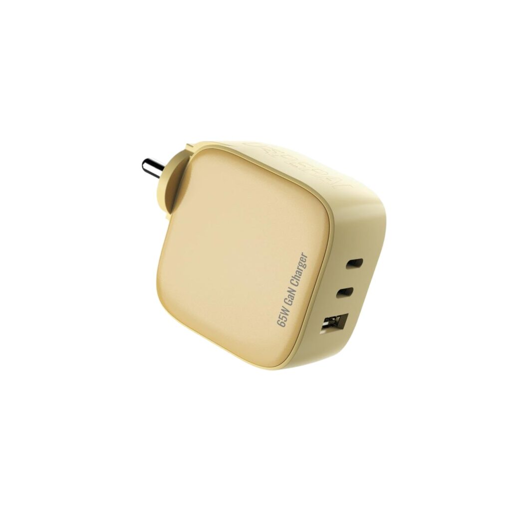 DeperAI 65W 3-in-1 Fast Charger Adapter, Compatible with iPhone, Samsung, Realme, Redmi, Android, Oppo, Vivo, iPad, and Others, Wall Adapter GaN III PD3.0 Charger, Supports UFCS, Wrap (Yellow)