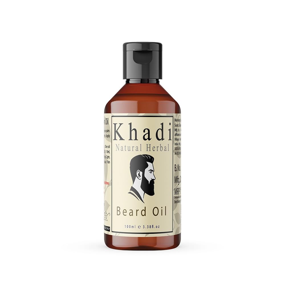 Khadi Natural Herbal Beard Oil For Men For Thicker And Longer Beard With Coconut Olive And Jojoba Oil Stimulates Bear Growth (100ml)