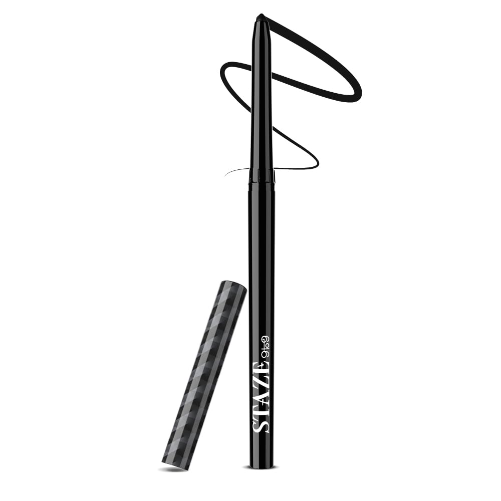 Staze 9To9 All Eyes On You Pencil Kajal | Smudgeproof, Waterproof & 24Hrs Long Stay | One Stroke Smooth Glide | Ultra-Pigmented Intense Black Matte Finish | 01 Blackest Black | 0.3G