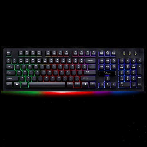 QGT Computer Keyboard ZGB G20 104 Keys USB Wired Mechanical Feel RGB Backlight Computer Keyboard Gaming Keyboard(Black) (Color : Black)