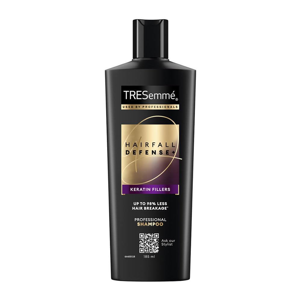 TRESemmé Hairfall Defense+ Shampoo 185ml With Keratin Fillers | Longer and Stronger hair | Prevents Hair Fall due to Breakage | Paraben-Free