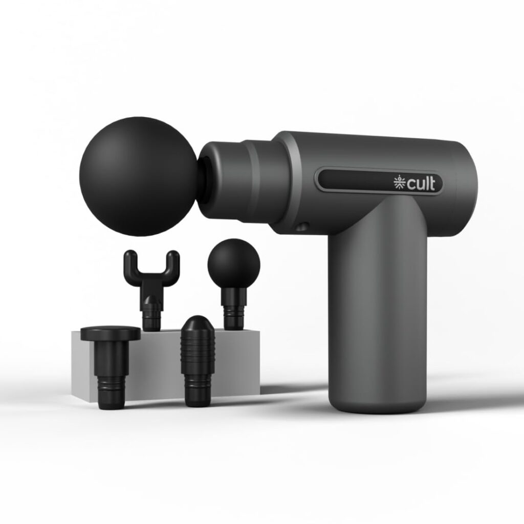 Cult Impact Deep tissue massage gun, 3000mAh battery, 6-speed intensity, Silicone round head, Full body gun massager.