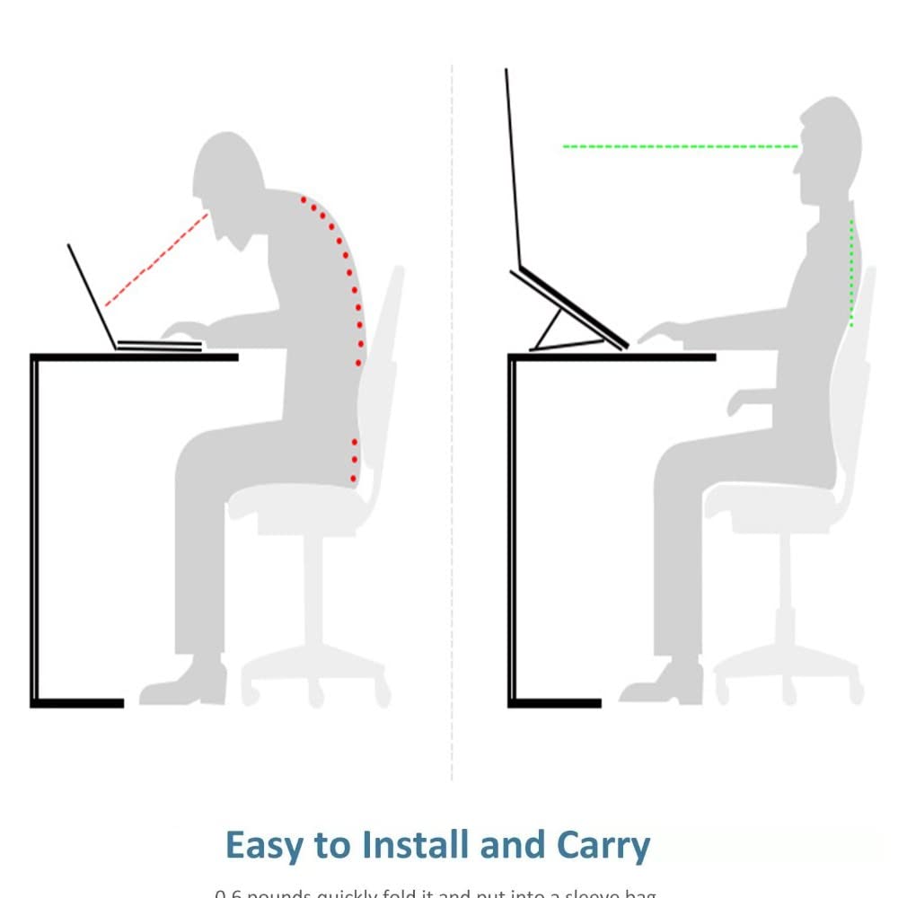 Leeonz Laptop Stand Portable Foldable with 6 Level Adjustable Height Collapsible Design Supports Laptop Tablet Stand Folding Portable Office Holder Cooling Bracket for Laptop (Grey)