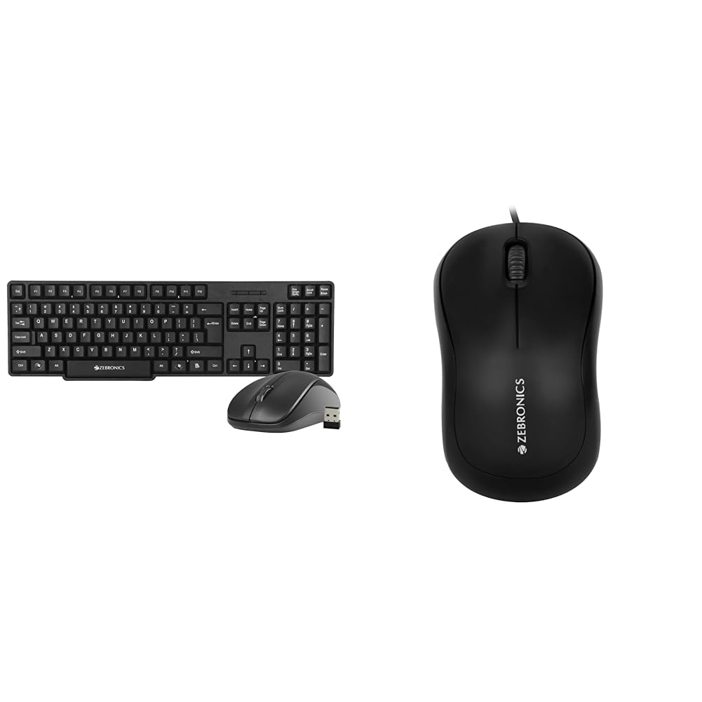 Zebronics Zeb-Companion 107 USB Wireless Keyboard and Mouse Set with Nano Receiver (Black)