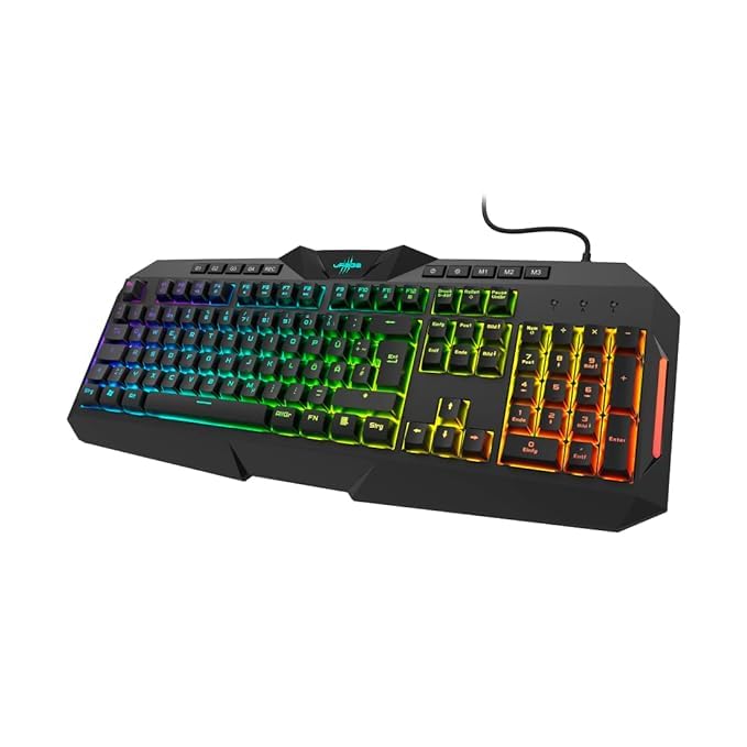 VIRSOTEL Exodus 700 Semi-Mechanical USB Gaming Keyboard, Dynamic RGB Backlit Keys, Anti-Ghosting with 24-Key Rollover, 4 Macro Keys, Win Lock Function, Black