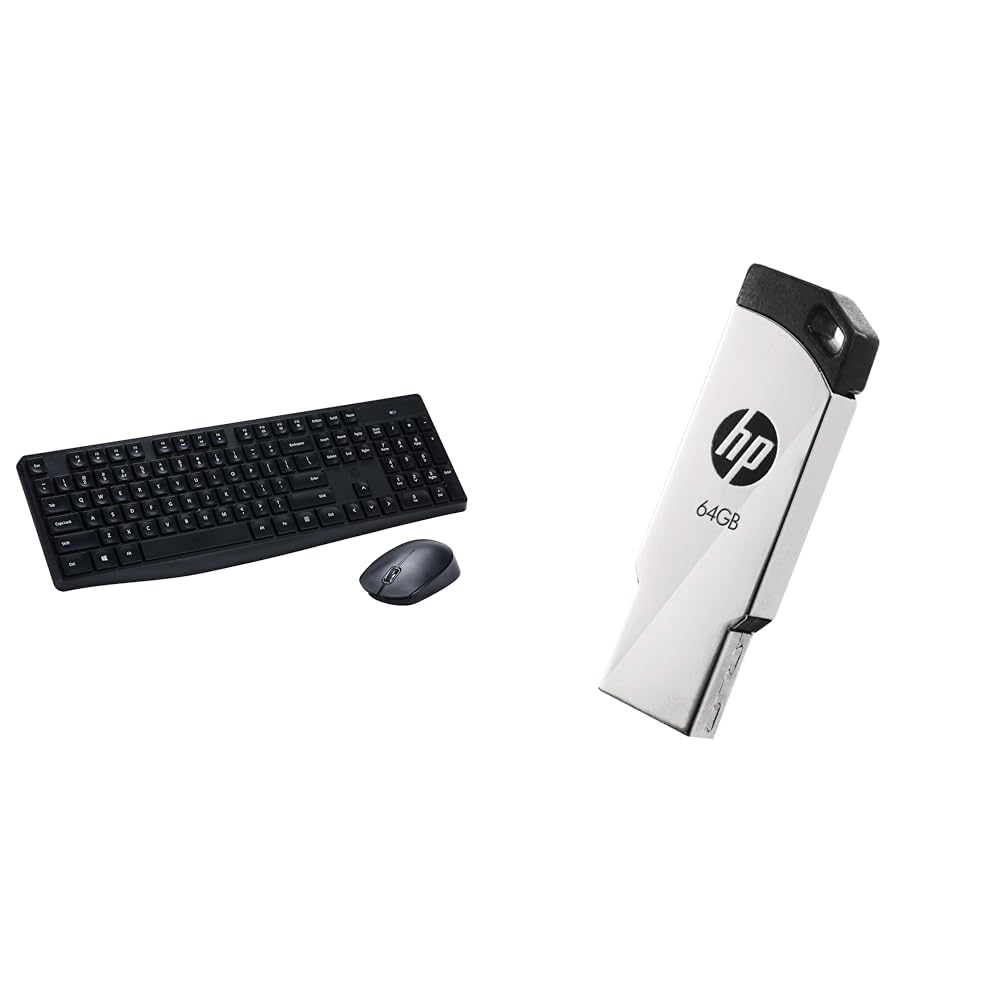 HP CS10 Wireless Keyboard Mouse Combo/2.4 GHz Wireless Connection/Ergonomic Design/Energy and Electr