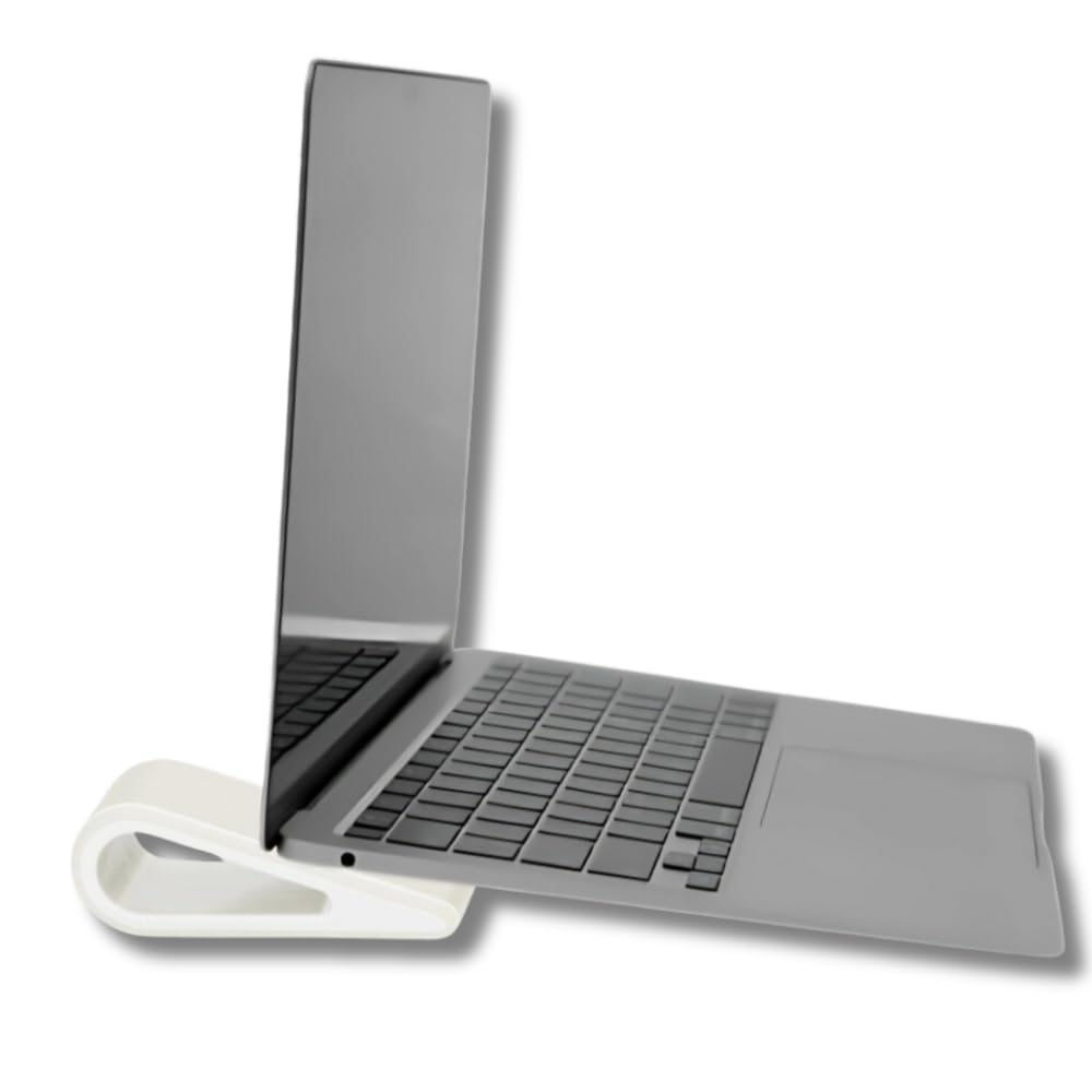 Crysendo Universal Laptop Riser, Sleek Design Keyboard Foot Stand | Portable Tablet Riser for E-Readers | Lightweight, Anti-Slip Silicone Laptop Stand Tilting Wedge Holder (White)