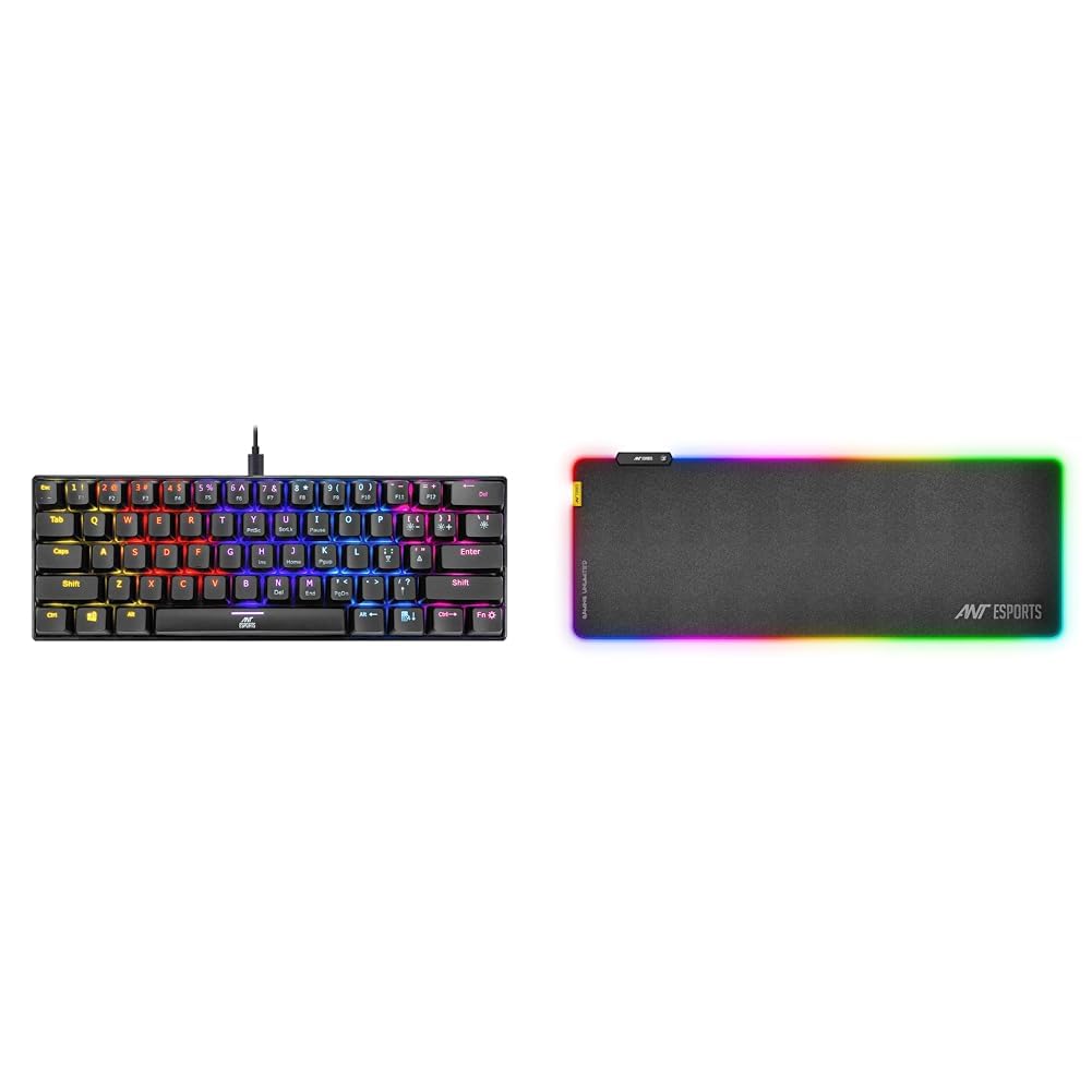 Ant Esports MK1200 Mini Wired Mechanical Gaming Keyboard with RGB Backlit Lighting and 60% Compact F