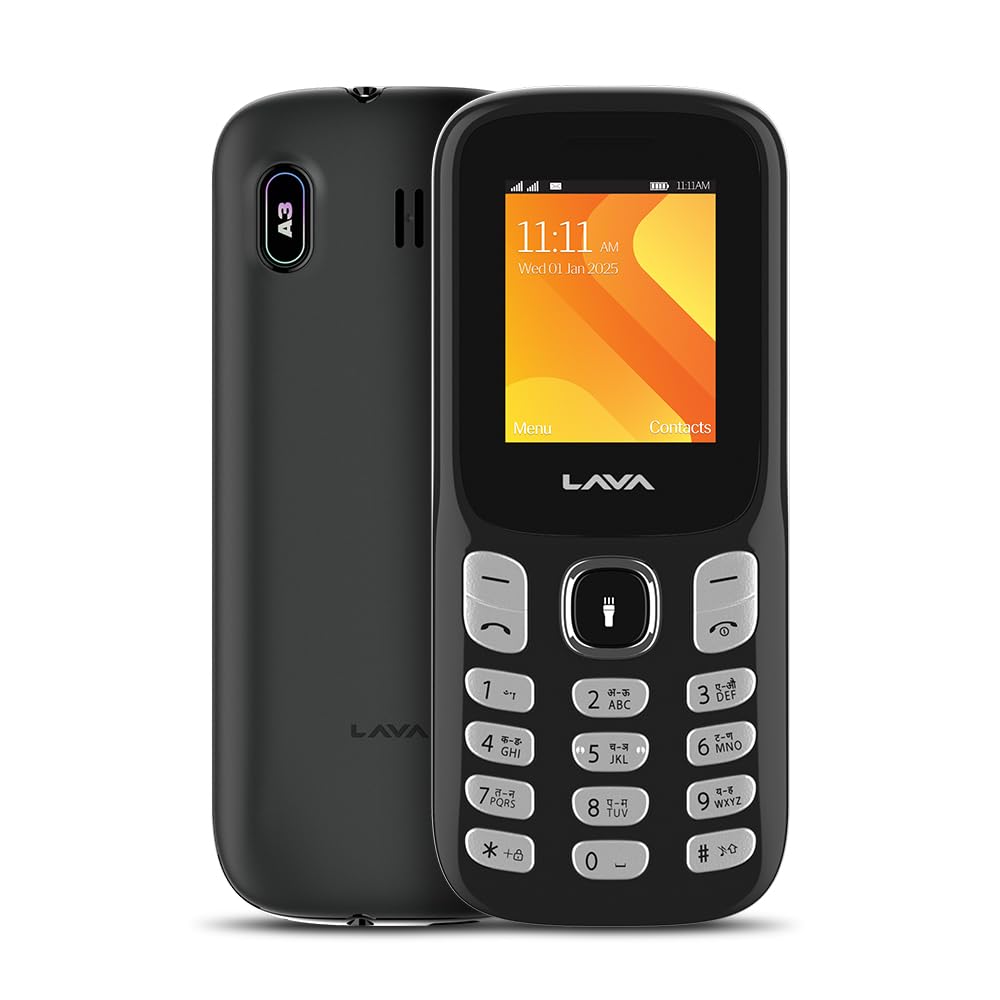 Lava A3 King Dual Sim Keypad Mobile Phone | 1750mAh Big Battery | 1.8" Large Display | 7 Languages Read & Write Support | Vibration Alert (Charcol Grey)