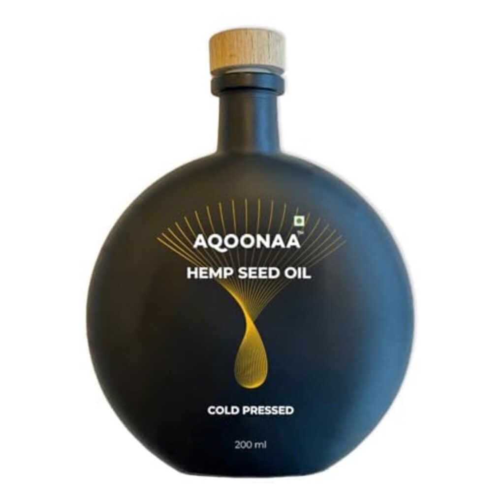 AQOONAA Himalayan Pure Cold Pressed Hemp Seeds Oil 200ml | Supports Hair Growth, Reduces Hairfall & Dandruff | Rich in Omega 3 & 6 | Multipurpose Oil Skin Repair, Face Oil, Anti-Ageing & Anti-Inflammatory