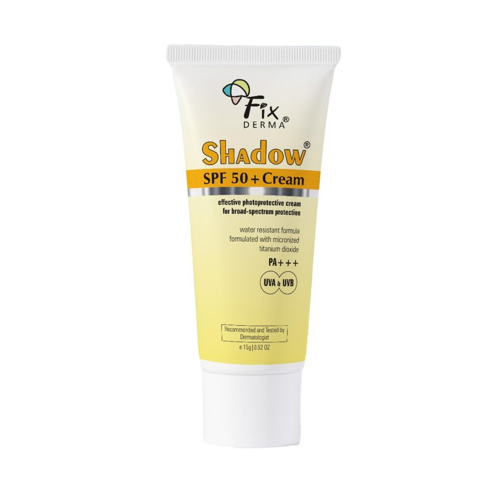 Fixderma Shadow Sunscreen SPF 50+ PA+++ Cream | Dry Skin | Protector SPF 50, | Body & Face | UVA & UVB Protection | Sunscreen for Women & Men 15gm