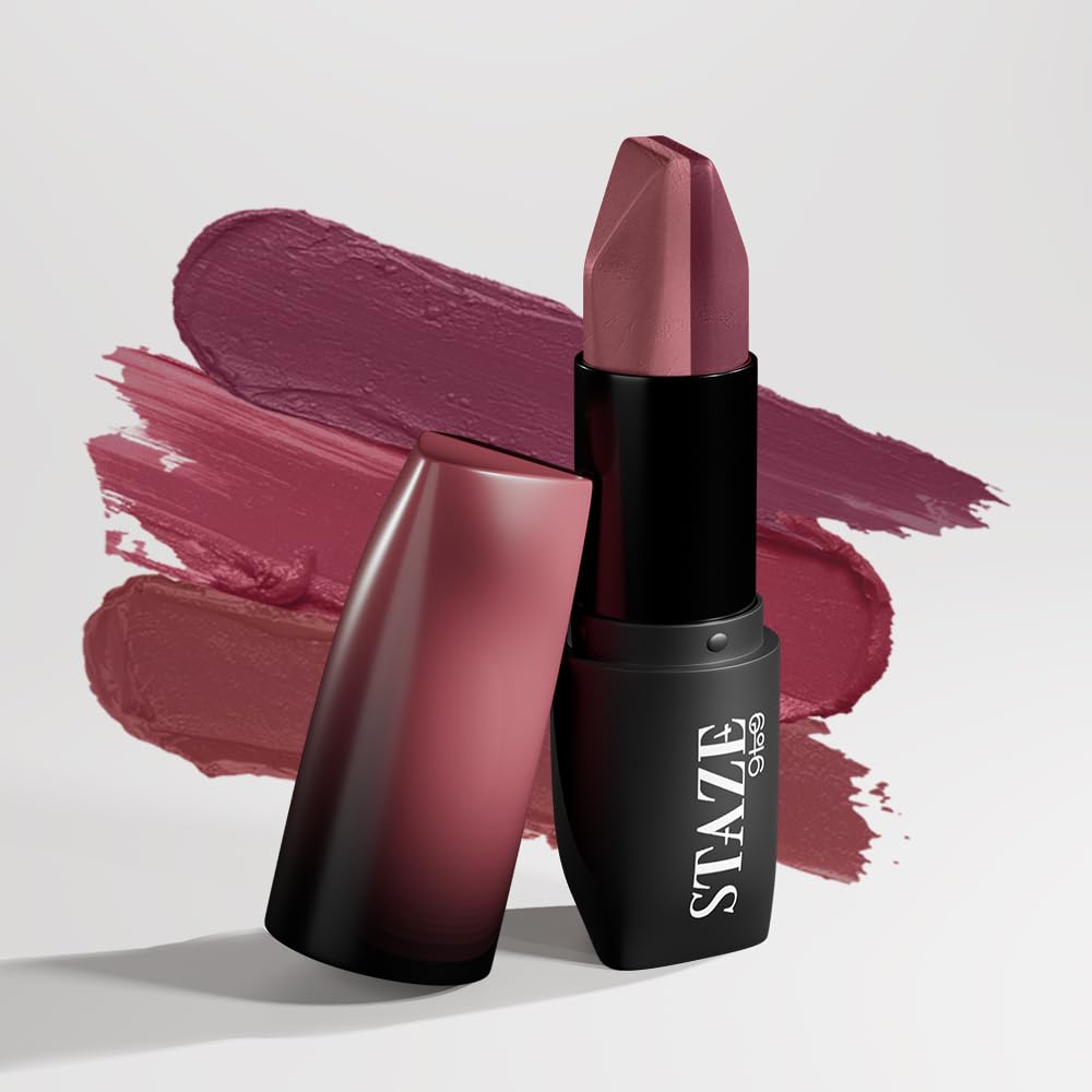 Staze 9To9 3 In 1 Matte Lipstick | 3 Unique Shades In 1 | 12 HRS Long Lasting, Transferproof | Non-Drying Formula With Intense Color Payoff | 05 Truffle Blush | 3.8 G