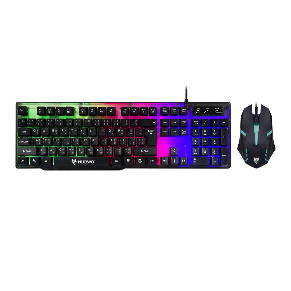 NUBWO NKM-300 INFAREZ Translucent Gaming Keyboard and Mouse Combo Set (Metal Base) Black