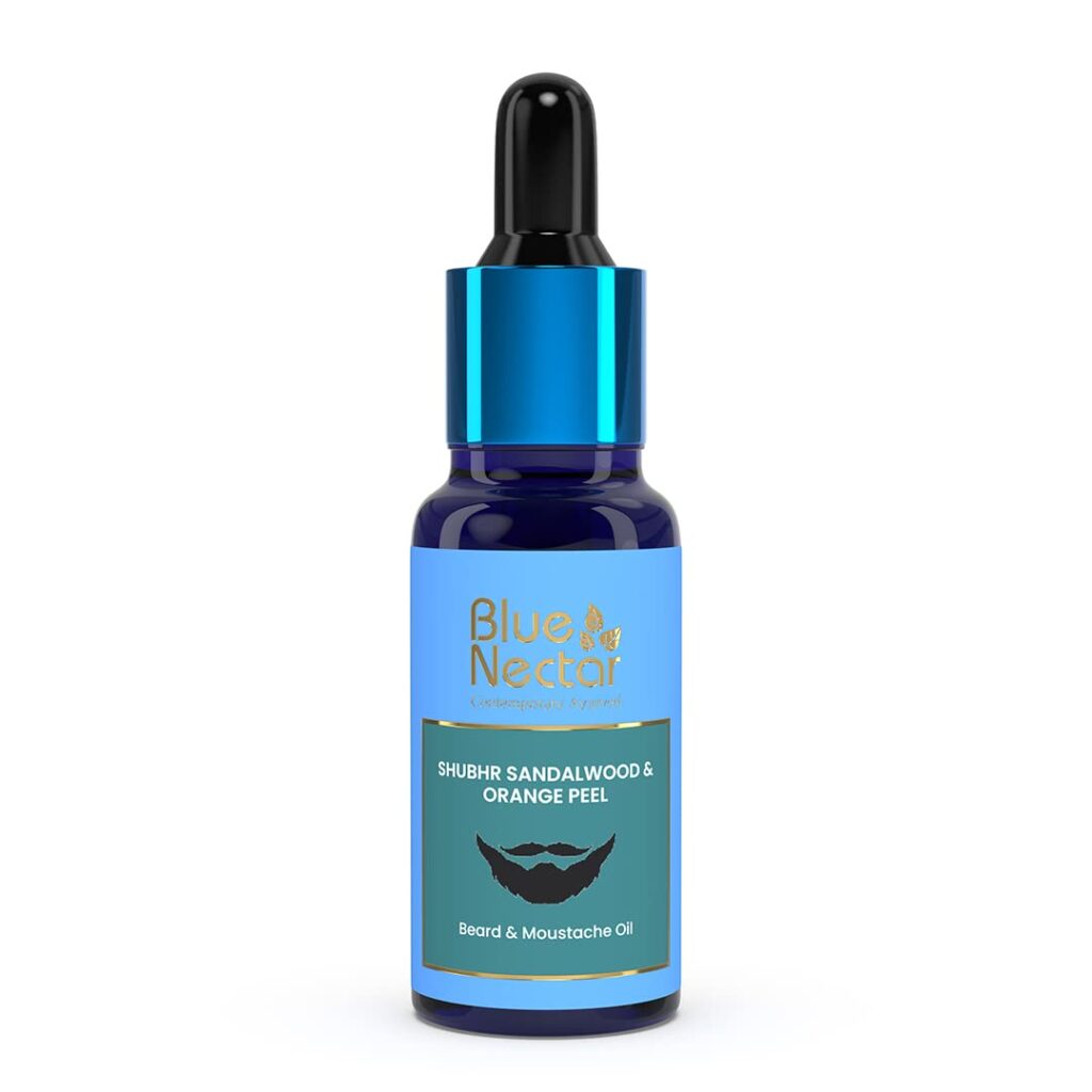 Blue Nectar Beard Oil for Men, Natural Moustache and Beard Growth Oil and Beard Softener for softer, dandruff free and itch free beard in Sandalwood & Orange Peel Aroma