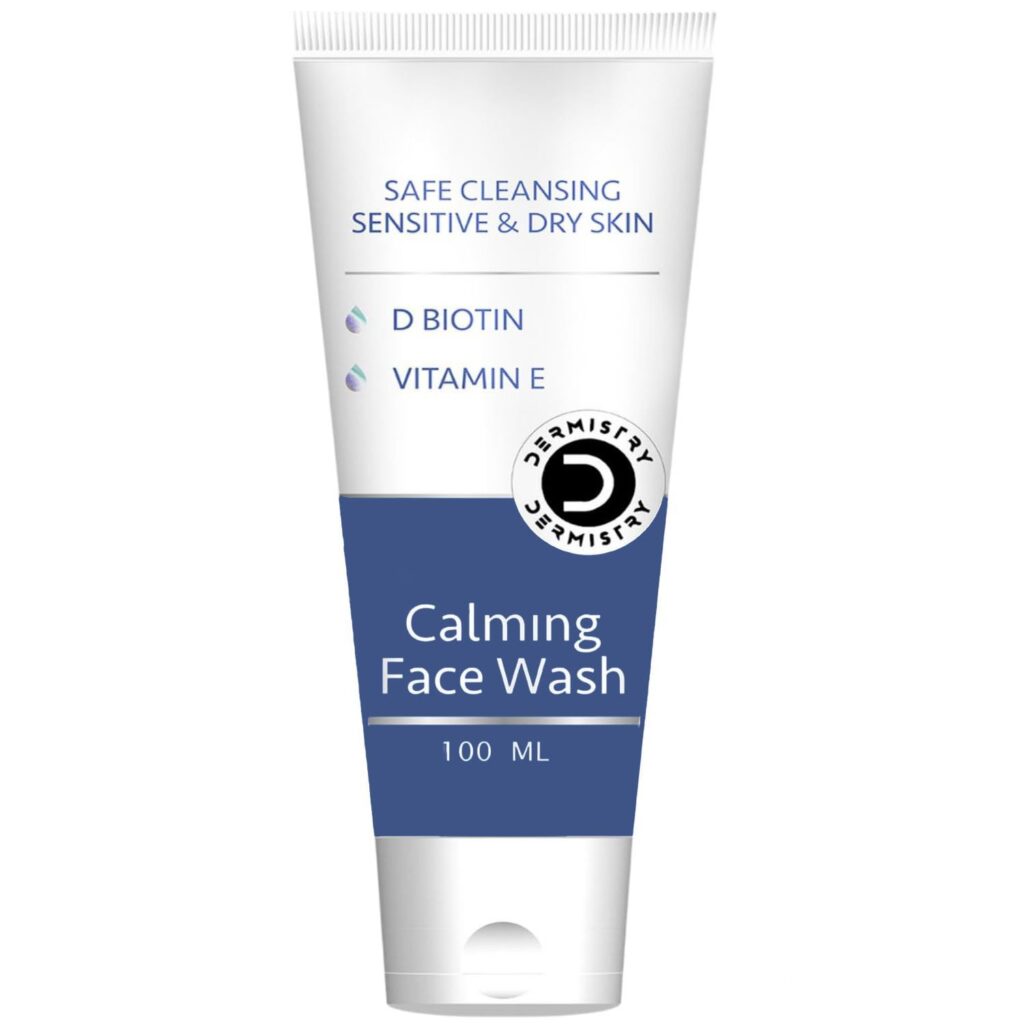 Dermistry Sensitive Dry to Very Dry Skin Mild Safe Gentle Biotin Vitamin E Cleanser Moisturizing Face Wash Sulphates & Soap Free Suits Combination & All Skin Types Winter & All Seasons Men Women 100ml