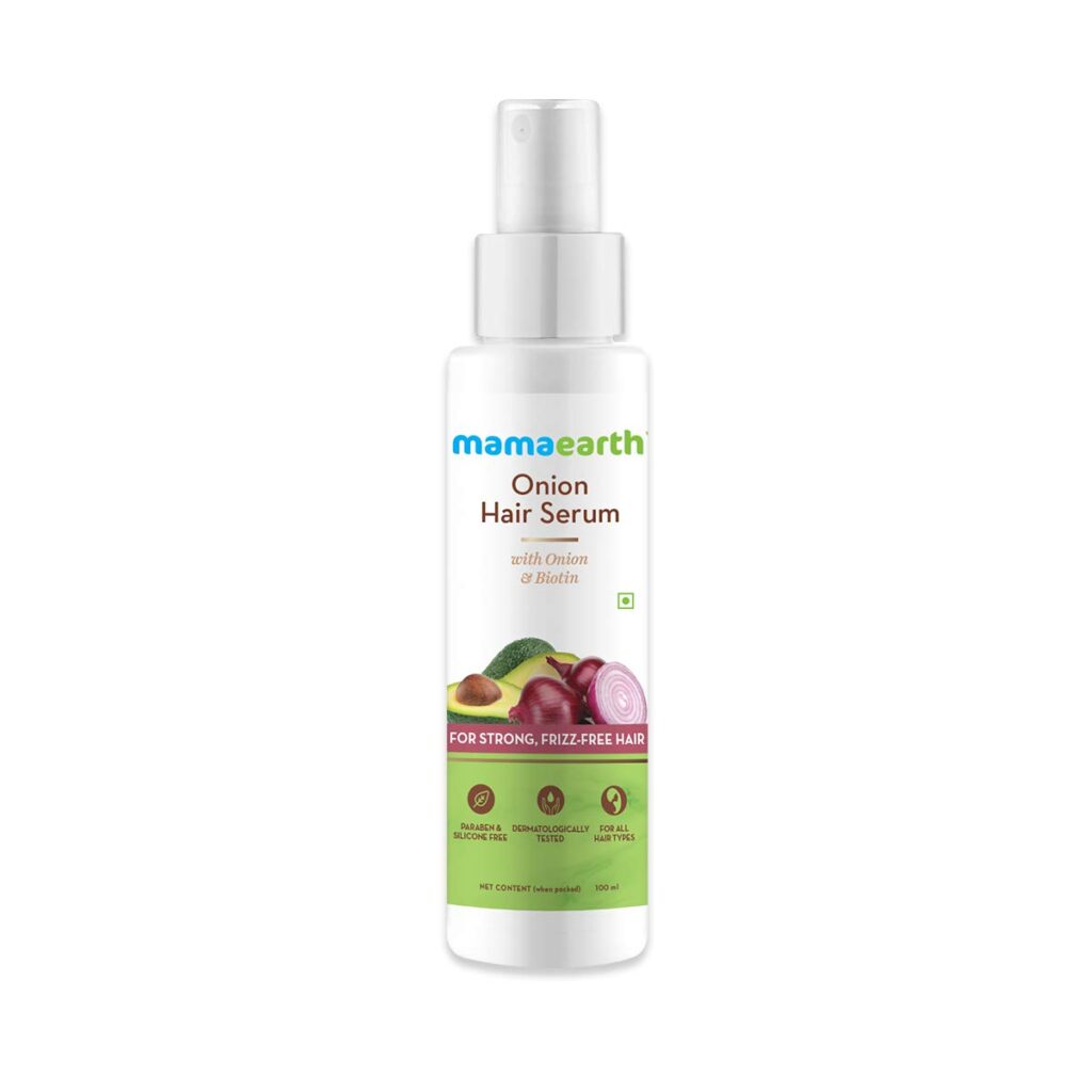 Mamaearth Onion Hair Serum For Silky & Smooth Hair, Tames Frizz, with Onion & Biotin for Strong, Tangle Free & Frizz-Free - 100 ml