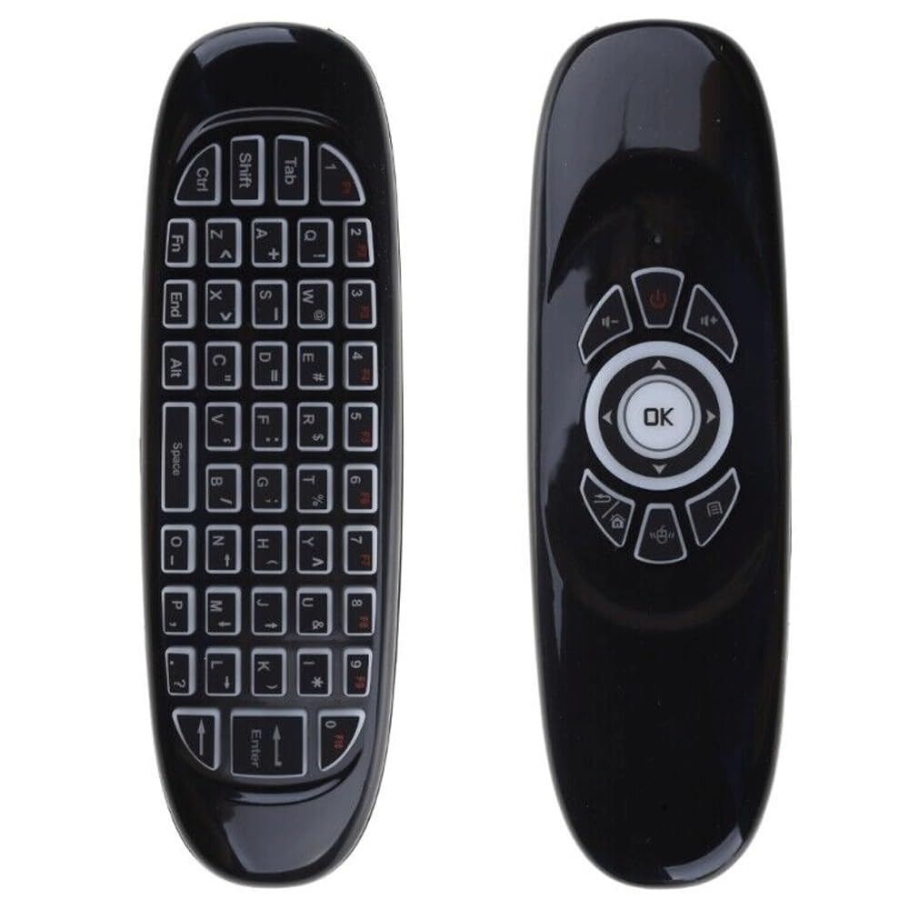 Tobo 7 Color Backlit C120 Gyroscope Fly air Mouse 6 Axis Sensor Androids Remote Control Mini 2.4Ghz Wireless Keyboard (Black)-(TD-630KM-06)