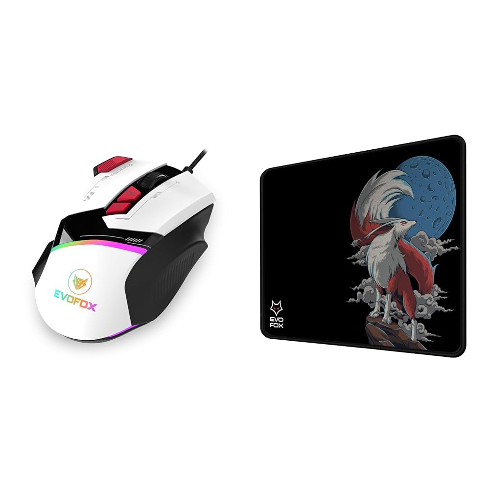 EvoFox Blaze Programmable Gaming Mouse with Gaming Grade Sensitive DPI 200-12800 + EvoFox Falcon X35 Gaming Mouse Pad with Micro-Textured Speed Surface (PowerPlay Mouse-Mousepad Combo)