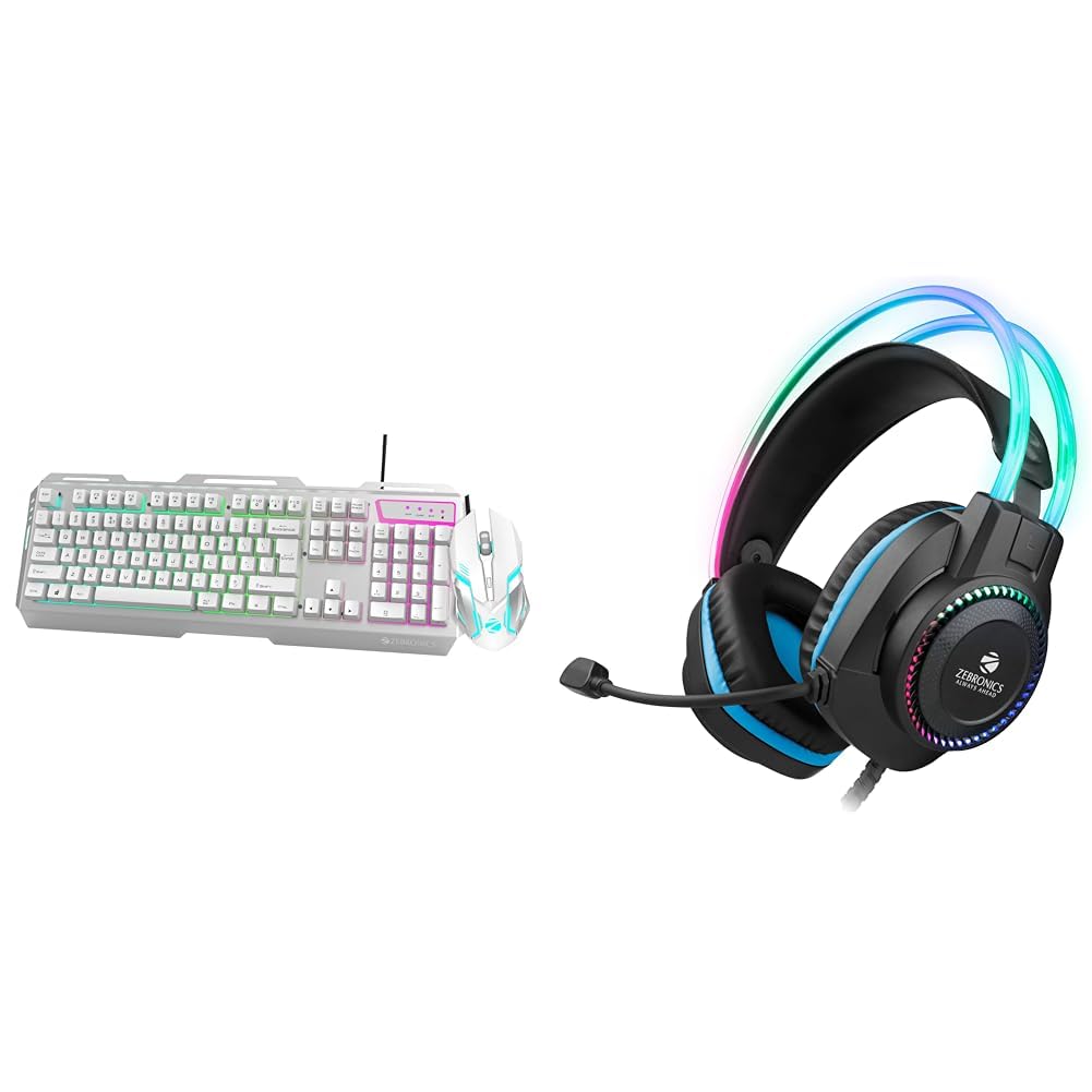 Zebronics Transformer Gaming USB Keyboard & Mouse Combo,Braided Cable,Durable Al Body,Multimedia Key