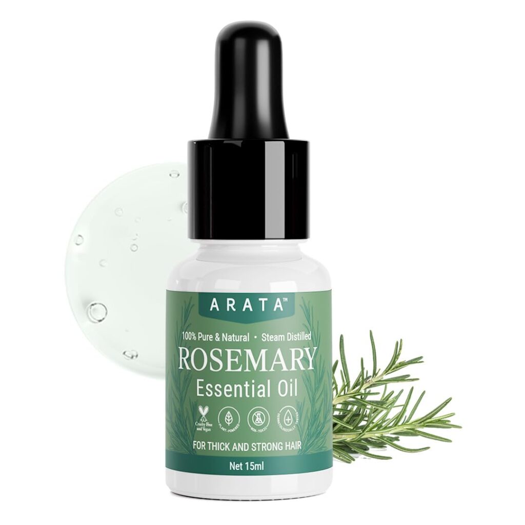 Arata Undiluted Rosemary Essential Oil For Hair Growth, Hair Fall Control & Nourishment | 100% Natural and Pure Blend | Strengthens Hair & Balances Scalp | 15ML