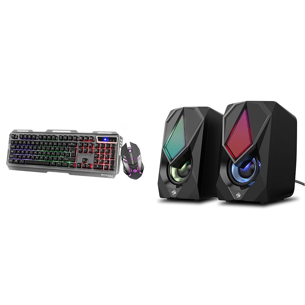 ZEBRONICS Transformer Gaming USB Keyboard and Mouse Combo,Braided Cable,Durable Al Body,Multimedia Keys