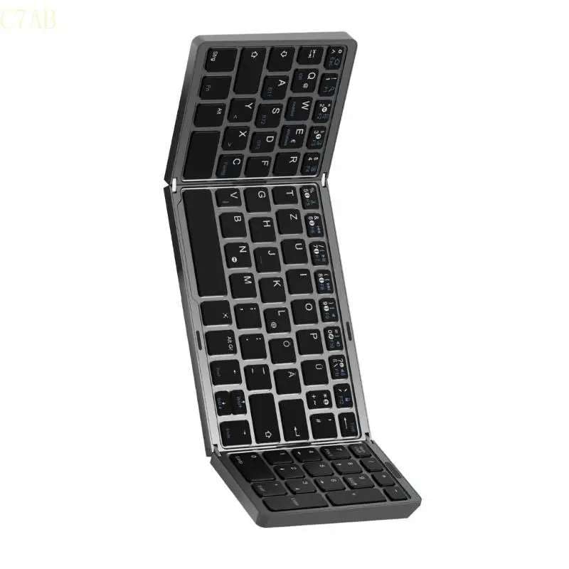 Lancemates Ultra-Slim Foldable Bluetooth Keyboard with Built-in Trackpad for Windows & Android Tablets, Laptops, Smartphones - Portable Wireless Typing Solution